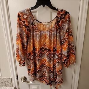 HALO CHEVRON slightly sheer blouse plus size‎ 3X